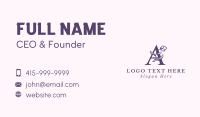 Purple Flower Letter A Business Card