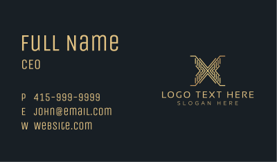 Luxury Gold Letter X Business Card