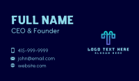 Blue Technology Letter T Business Card