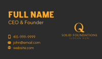 Gold Brush Stroke Letter Q  Business Card