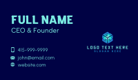 Blue 3D Cube Startup Business Card