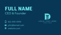 Financial Firm Pillar Letter D  Business Card