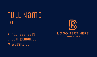 Orange Code Letter B Business Card