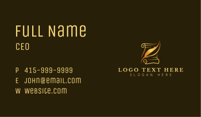 Quill Writing Scroll Business Card