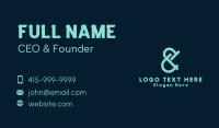 Teal Ampersand Lettering Business Card