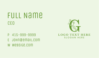 Floral Vines Letter G Business Card Image Preview