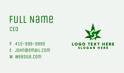 Cannabis Leaf Letter S Business Card