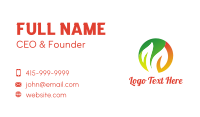 Round Green Orange Leaves Business Card