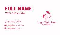 Red Outline Rooster  Business Card
