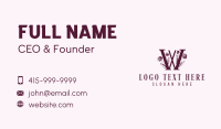 Flower Fashion Letter W  Business Card