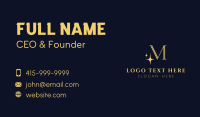 Gold Sparkle Letter M Business Card Design