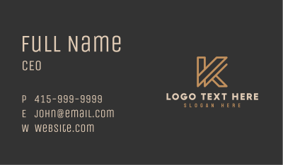 Luxury Brand Letter K Business Card
