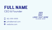 Blue Modern Letter E  Business Card