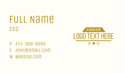 Gold Bar Wordmark  Business Card