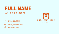 Bold Orange Letter M  Business Card Design