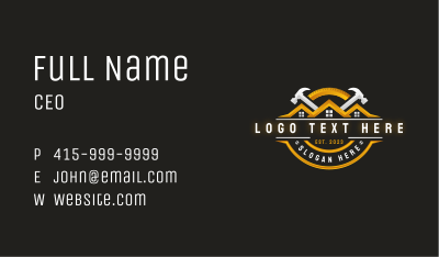Hammer Contractor Carpentry Business Card