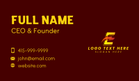 Lightning Energy Bolt Letter E  Business Card Design