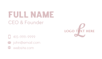 Pink Cursive Letter Business Card Design