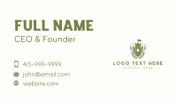 Leaf Castle Tower Shield Business Card Design