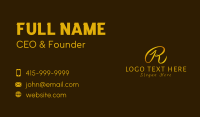 Gold Cursive Letter R Business Card