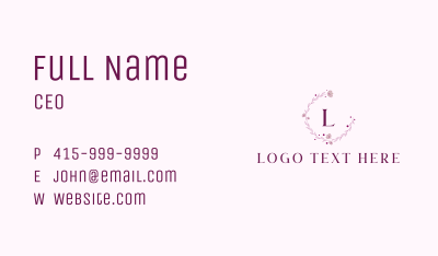 Dainty Floral Garland Lettermark Business Card