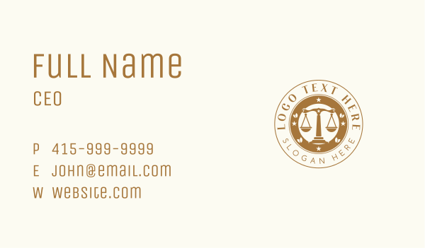 Legal Justice Scale Lawyer Business Card Design