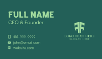 Green Shield Letter F Business Card Design