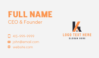 House Letter K Business Card