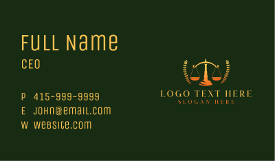 Legal Scale Justice Business Card