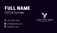 Cyber Data Glitch Letter Y Business Card Design