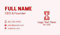 Red Geometric Hourglass  Business Card