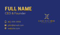 Gold Gemini Horoscope Symbol Business Card