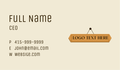 Hanging Wood Wordmark Business Card Image Preview