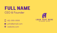 Purple Gaming Letter A Business Card Design