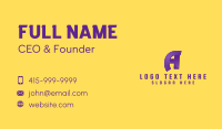 Purple Gaming Letter A Business Card