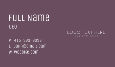 Feminine Simple Wordmark Business Card