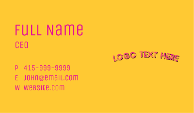 Playful Pop Art Wordmark Business Card