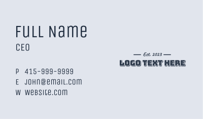 Fancy Style Wordmark Business Card