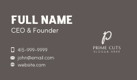 Cursive Calligraphy Letter P Business Card Image Preview