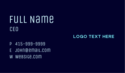 Neon Simple Wordmark Business Card