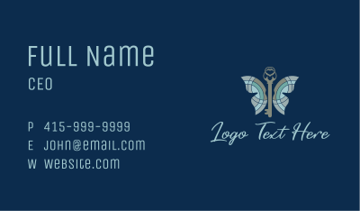 Vintage Butterfly Key Business Card Image Preview