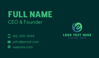 Green Gradient Cursive Letter E Business Card