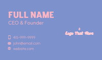 Pink Cute Wordmark Business Card