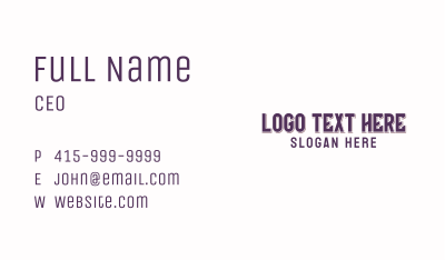 Minimalist Gothic Wordmark Business Card