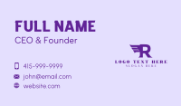 Violet Letter R Wings  Business Card Design