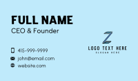 Blue Modern Letter Z Business Card