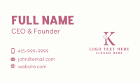 Floral Garden Letter K Business Card Design