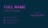 Neon Script Wordmark Business Card