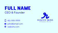 Blue Cursive Letter R Business Card