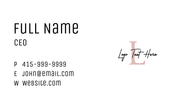 Beauty Fashion Letter  Business Card Design